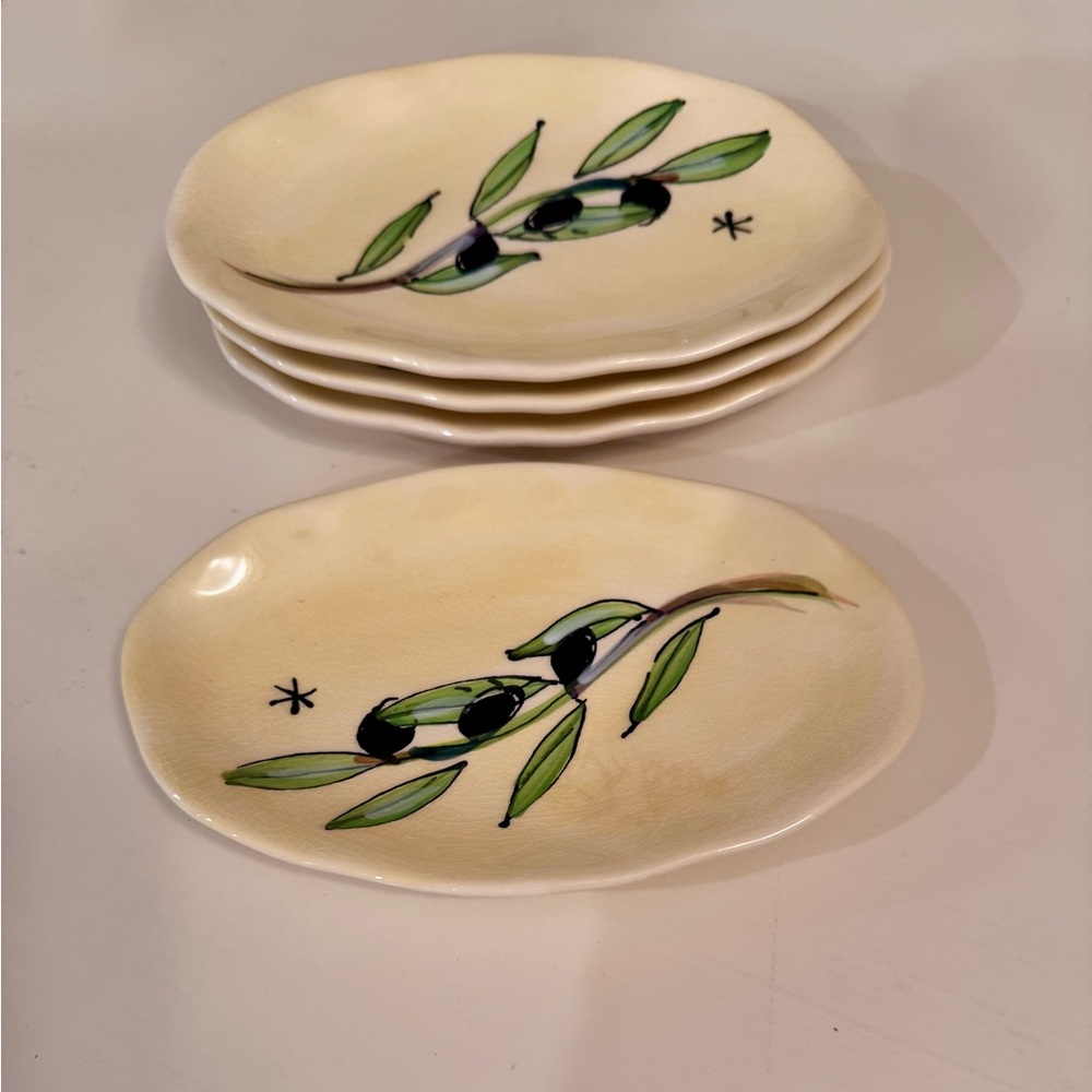 Julia Junkin Small Vintage Olive Dipping/Appetizer plates.